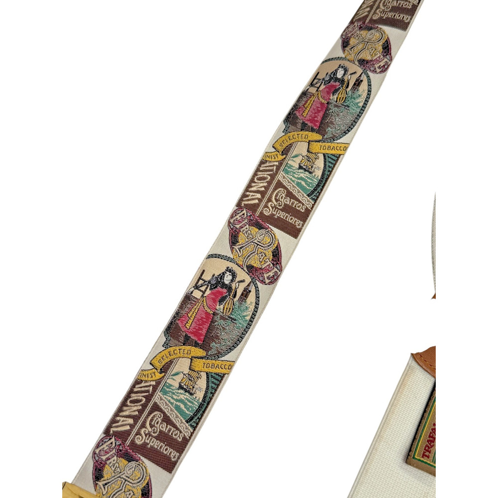 Trafalgar Silk Suspenders Cigarros Superiores Tobacco Print Leather Button Ends - Picture 5 of 6